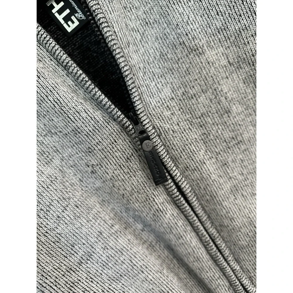 NWT Ethanol‎ Zip Up Ribbed Stretchy Sweater Men's Black & Gray Size XL